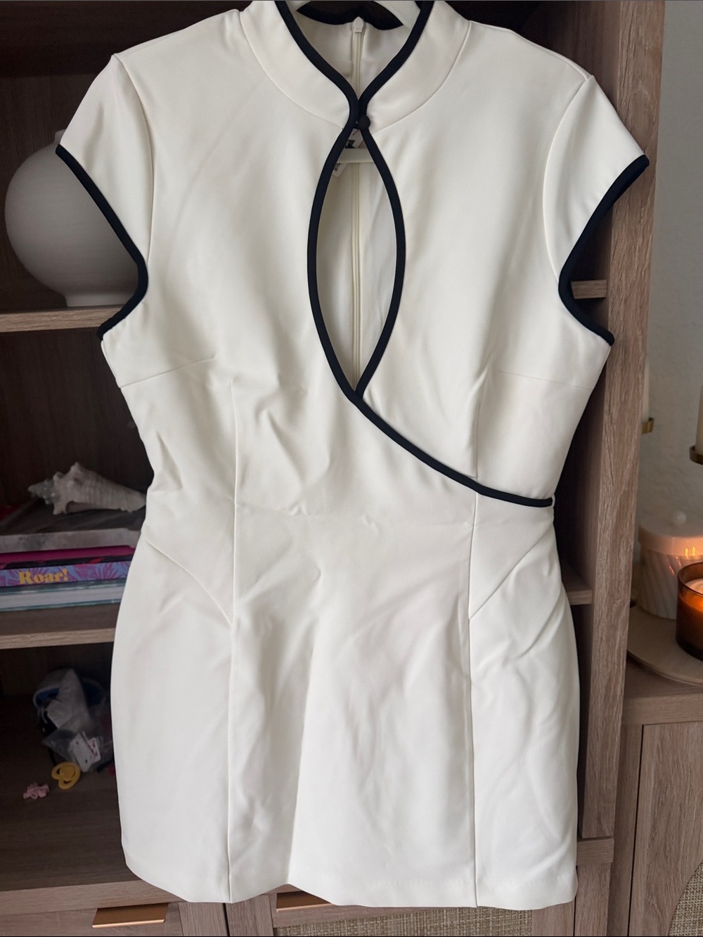 Zara Cream Mini Dress with Black Piping